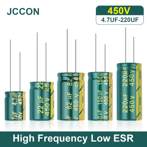 JCCON condensador de aluminio alta frecuencia de baja ESR 450V 4,7 UF 6,8 UF 22UF 33UF 47UF 68UF 100UF 120UF resistencia supercondensador ► Foto 1/6