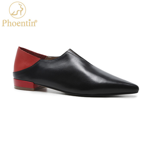 Phoentin-mocasines de piel auténtica para mujer, mocasines suaves de Punta puntiaguda, de diseñador de colores mezclados, zapatos informales para mujer FT981 ► Foto 1/6