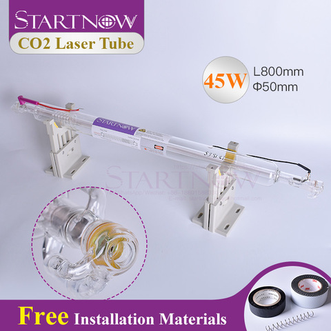 Startnow-tubo láser de cristal CO2, 45W, 800mm, para lámpara de marcador de grabado, corte láser, piezas de máquina láser CO2, sección tallada ► Foto 1/6
