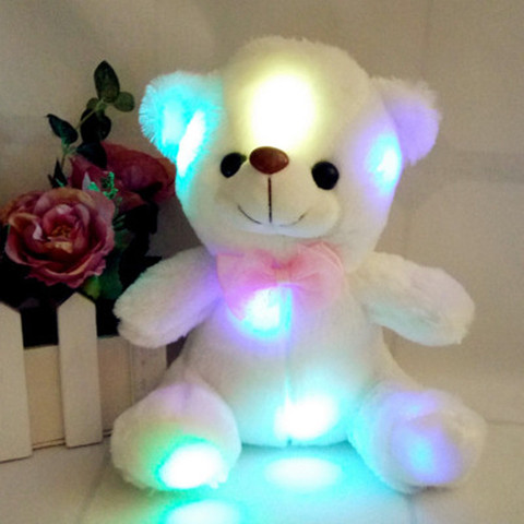 Peluche luminoso colorido brillante de 22CM para niños, juguetes de bebé rellenos de iluminación, oso de peluche gigante encantador de dibujos animados, regalos de navidad ► Foto 1/6