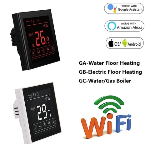Termostato inteligente WiFi para calefacción de suelo eléctrico, controlador de temperatura de 95 ~ 240V, funciona con Alexa y Google Home ► Foto 1/6
