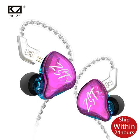 KZ ZST X-auriculares intrauditivos híbridos de alta fidelidad para DJ, cascos con Cable Chapado en plata, KZ ZAX ZSN Pro ZSX EDX ZS10 Z1 S2 ► Foto 1/6