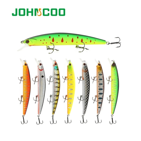 JOHNCOO 130mm 20g Rudra dura pesca señuelo Minnow cebo Artificial, atraer Swimbait Wobbler con 3 de alta calidad ganchos ► Foto 1/6