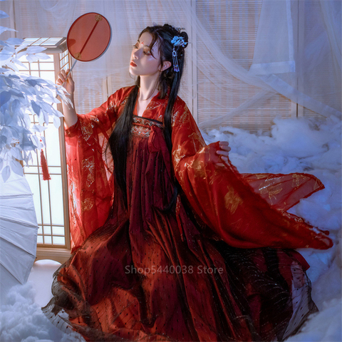 Chino antiguo traje hadas Cosplay trajes Hanfu de la dinastía Tang rojo boda folclórico tradicional china vestido para las mujeres ropa de Año Nuevo ► Foto 1/6