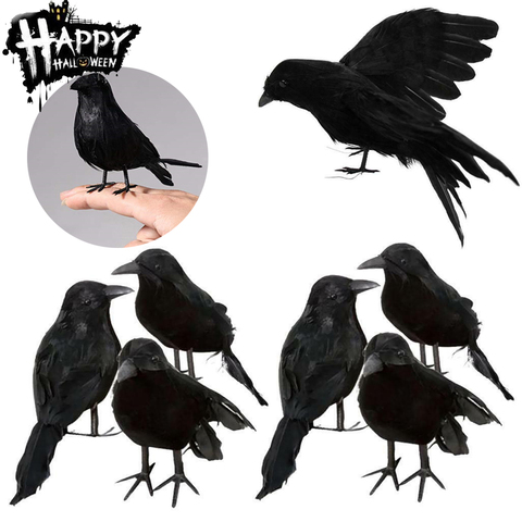 Colgante de cuervo Artificial para Halloween, decoración escalofriante para fiesta, evento, adornos DIY para fiesta, pájaro negro, 2022 ► Foto 1/6