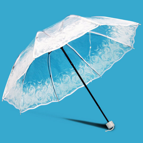 Flor transparente plegable lluvia paraguas para las mujeres portátiles lápiz Mini soleado a prueba de viento sombrilla de encaje blanco sombrillas para bodas ► Foto 1/6