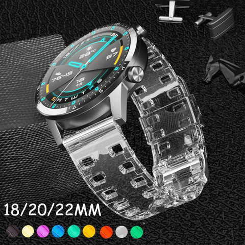 Correas para Samsung galaxy watch, repuesto transparente de silicona para Huawei GT 2e honor magic, 18, 20, 22mm, 42 y 46mm gear s3 ► Foto 1/6