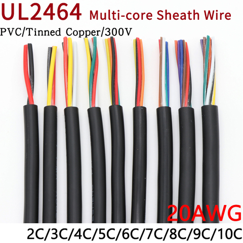 1M 20AWG UL2464 revestido de alambre de canal de Cable de línea de Audio de 2 3 4 5 6 7 8 9 10 núcleos aislado Cobre blando Señal de Cable el Control de alambre ► Foto 1/5