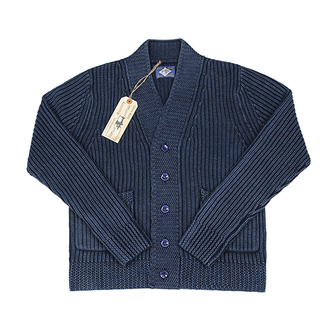 Ropa de trabajo Vintage de BOB DONG para hombre, cárdigan de algodón Indigo, suéter con cuello en V, azul ► Foto 1/6