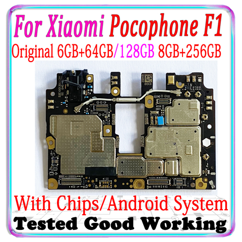 Placa base que funciona desbloqueado, 256GB, para Xiaomi Pocophone F1, 64GB/128GB, con chips completos, versión Global ► Foto 1/1