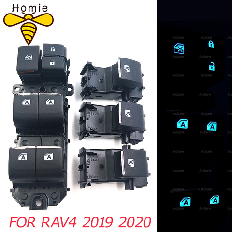 Conjunto de interruptor de ventanilla individual LED iluminado para Toyota RAV4 RAV 4 2022 luz de fondo de conducción izquierda ► Foto 1/6