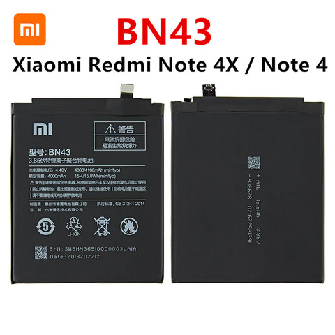 Batería original BN43 de 100% mAh para móvil, para Xiaomi Redmi Note 4X / Note 4, Snapdragon 4000 global, alta calidad, BN43, 625 ► Foto 1/4