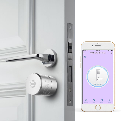Zemismart-cerradura inteligente Tuya Zigbee, cilindro de núcleo, cifrado de puerta de seguridad inteligente con llaves, funciona con App Smart Life ► Foto 1/6