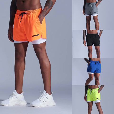 Pantalones cortos deportivos 2 en 1 para hombre, Shorts de secado rápido para correr, Fitness, carreras, Entrenamiento de fútbol, atletismo ► Foto 1/6