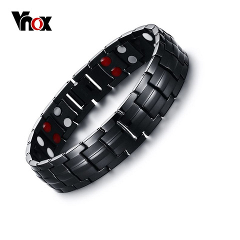 Vnox Negro de Titanio de Los Hombres Joyería Pulseras y Brazaletes Magnéticos para La Salud Deportes de Potencia 22 cm Caja libre ► Foto 1/6