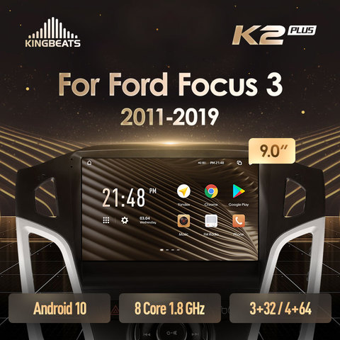 KingBeats-Radio Multimedia con GPS para coche, Radio con reproductor, Android 10, ocho núcleos, unidad principal HU, 4G en el tablero, navegador, 2 din, estéreo, 2 Din, Android, para Ford Focus 3 Mk 3 2003-2012 SIN dvd ► Foto 1/6