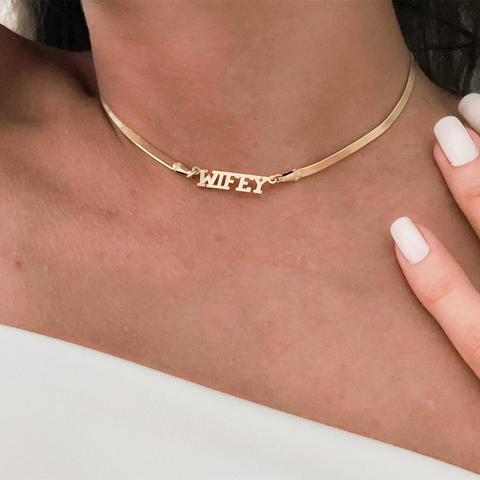 Krilenco-collar de cadena de serpiente personalizado, joyería con nombre, collar de placa de identificación, regalo para mujer, mamá y Niña ► Foto 1/6