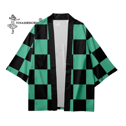 Kimono de Anime Demon Slayer para hombre y mujer, traje de Cosplay de Kimetsu no Yaiba, Kimono japonés Haori Yukata, abrigo superior informal guay ► Foto 1/6