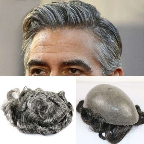 Peluquín de pelo humano para hombre, pelo indio de larga duración de alta calidad, 8x10, pelo europeo táctil, el mejor vendedor, 5 ► Foto 1/6