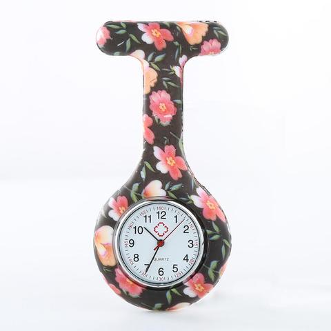 Reloj de enfermería con números arábicos para mujer, cronógrafo redondo digital de silicona, broche, Túnica, reloj de bolsillo ► Foto 1/6