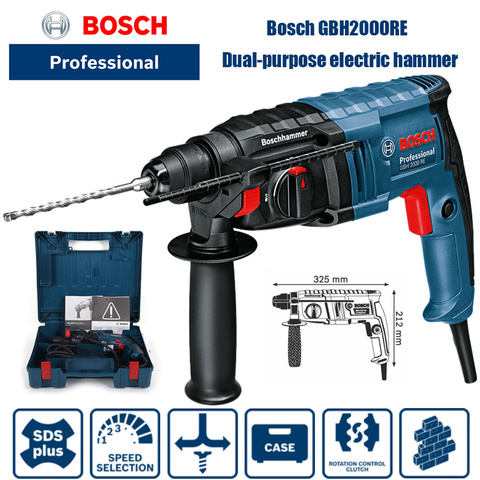 Bosch GBH2000DRE/RE martillo eléctrico ligero, taladro eléctrico, herramienta eléctrica multifuncional de tres usos ► Foto 1/6