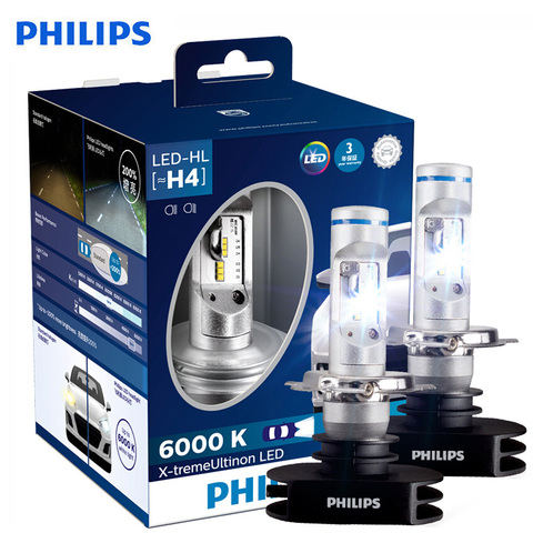 Philips x-treme Ultinon LED H4 9003 HB2 6000K + 200% más faro LED brillante Auto alto lámparas genuinas de haz bajo 12953BWX2, 2X ► Foto 1/6