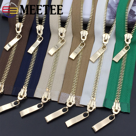 Meetee 1pc/80/100/120cm Auto bloqueo cremallera de Metal deslizante doble cremalleras para chaquetas abrigo de reparación de la bolsa de bricolaje vestimenta accesorios de costura ► Foto 1/6