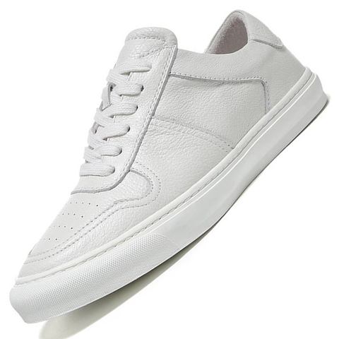 Blanco Simple-zapatos informales de cuero de vaca para hombre, zapatillas de deporte masculinas, de marca de lujo, a la moda, color blanco y negro, 100% ► Foto 1/6