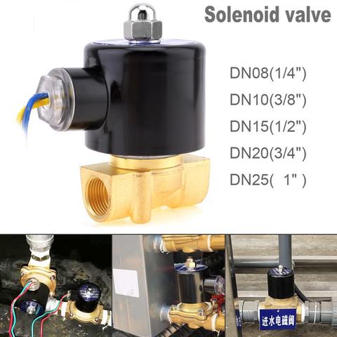 Válvula Solenoide DC 12 V 1/4 ''3/4'' 3/8 ''NPT N/C latón normalmente válvula eléctrica cerrada para agua aceite aire Diesel-Gas combustible ► Foto 1/6