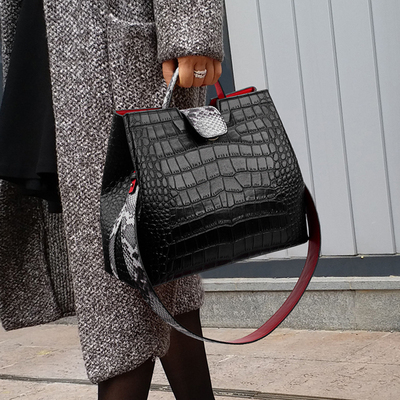 Bolsos De Mujer auténtico patrón de cocodrilo bolso de cuero para mujer Bolso grande para mujer bolsas de marca famosa de lujo de alta calidad ► Foto 1/6