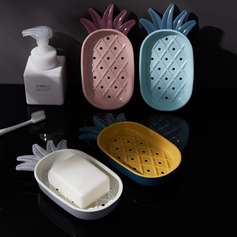 Caja creativa de jabón con forma de piña para el baño, recipiente de almacenamiento de jabón de fácil limpieza, soporte para platos ► Foto 1/6