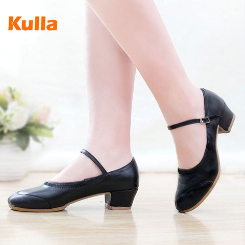 Nuevos zapatos de baile de suela blanda para mujer, zapatos modernos de Salsa para práctica latina, zapatos de baile para mujer, niñas, zapatos de baile cuadrados de Jazz ► Foto 1/6