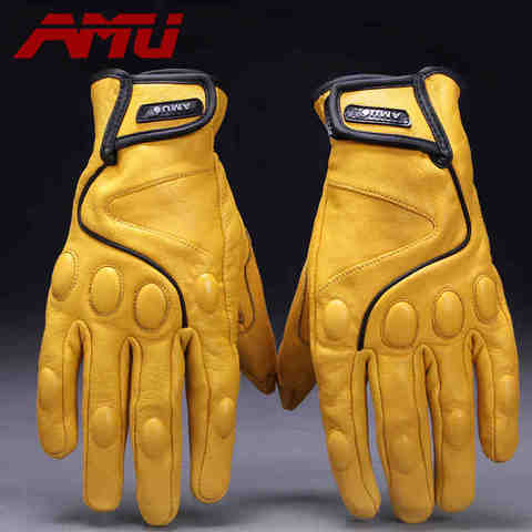 Guantes AMU para motocicleta, Guantes de béisbol de cuero real, para bicicleta eléctrica ► Foto 1/6