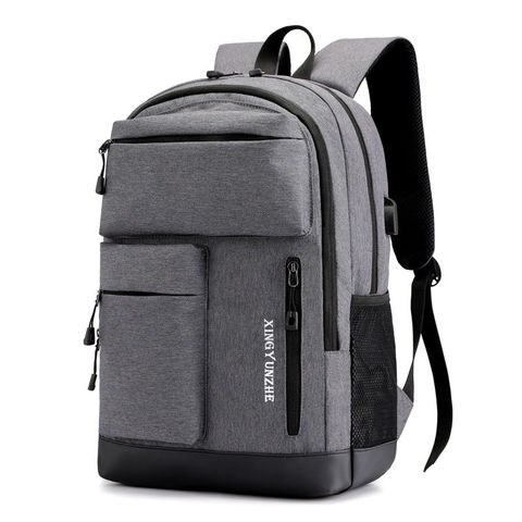 Mochila escolar para hombre, morral para adolescentes, Oxford, gris, con múltiples bolsillos, carga USB ► Foto 1/6