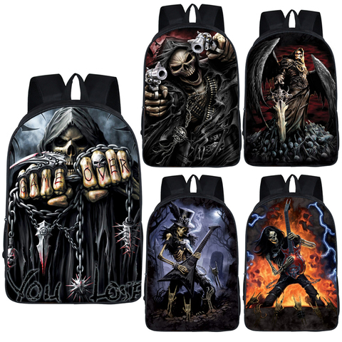 Mochila de Rock callejero para hombres y mujeres, mochila Punk, mochilas de calavera Azrael para adolescentes, niñas, niños, mochilas escolares, Hip Hop, mochilas diarias ► Foto 1/6