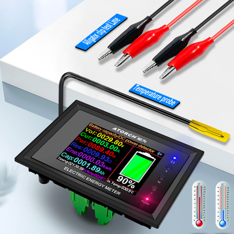 Pantalla digital DT24 HD IPS Bluetooth, voltímetro de alimentación CC con aplicación, medidor de capacidad de batería, medidor detector de voltaje y calibre de combustible ► Foto 1/6