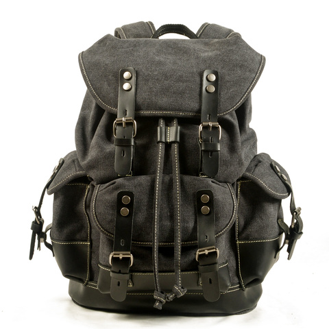 Bolso de hombro informal para hombre, mochila de viaje de gran capacidad, de lona, de cuero, para escalada ► Foto 1/5