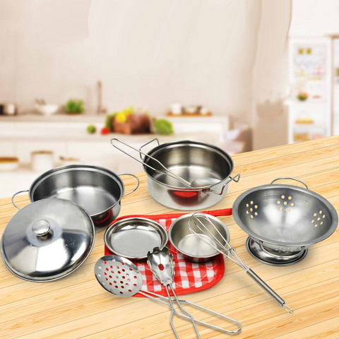 Utensilios de cocina de acero inoxidable, 10 piezas, ollas, platos, separador de huevos, líneas de mesa y otros accesorios ► Foto 1/6