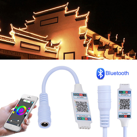 1PC Mini DC5-24V música Bluetooth RGB LED teléfono inteligente controlador para 5050 de 3528 mujeres macho a 4Pin conector tira de luz LED ► Foto 1/6