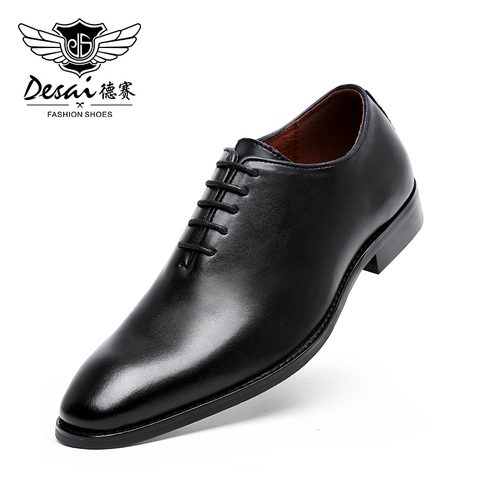 Zapatos informales de vestir de negocios para hombre DESAI, zapatos Oxford cómodos de moda de cuero genuino suave para hombre ► Foto 1/6