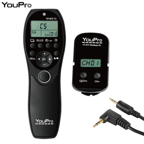 YouPro-YP-870 E3 2,4G, mando a distancia inalámbrico, LCD, obturador, transmisor de lanzamiento, receptor, 32 canales, para cámara Canon Pentax ► Foto 1/6