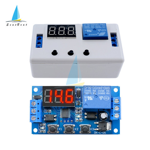 Módulo de relé de retardo de tiempo, temporizador programable, módulo de ciclo de disparo con funda, CC de 12V y 24V ► Foto 1/6