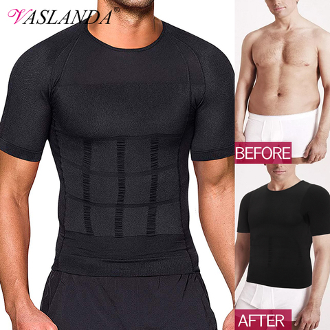 Camiseta moldeadora de cuerpo para hombre, camisas de compresión, ropa interior de ginecomastia, entrenador de cintura, camisetas sin mangas musculares, faja para perder peso ► Foto 1/6