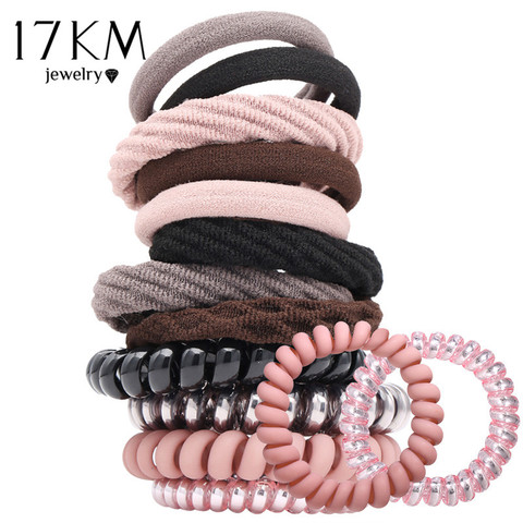 17KM-coleteros en espiral de colores para el cabello para mujer, Línea alámbrica de teléfono, bandas de cabello elástico de moda, accesorios para el cabello ► Foto 1/6