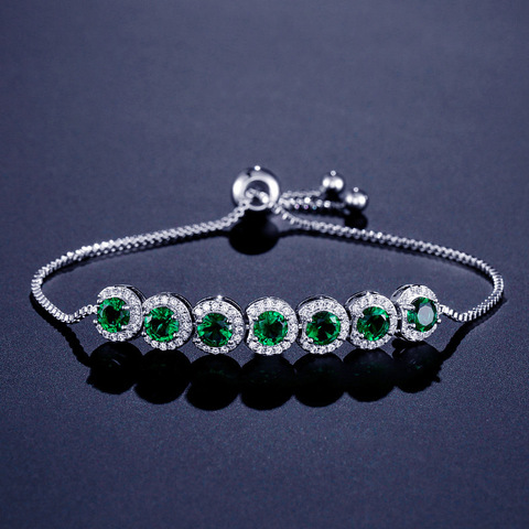 Pulsera CZ de color verde y redondo para mujer, nueva moda 2022, regalo de aniversario, joyería al por mayor S5243 ► Foto 1/3