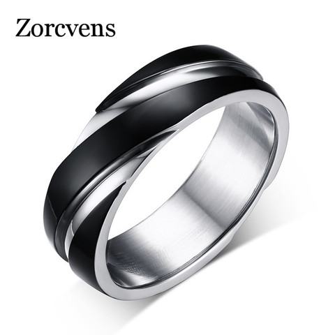 ZORCVENS-Anillos de Compromiso de acero inoxidable para hombre y mujer, bandas clásicas de boda, joyería para fiesta, Punk, Vintage, negro, 2022 ► Foto 1/6