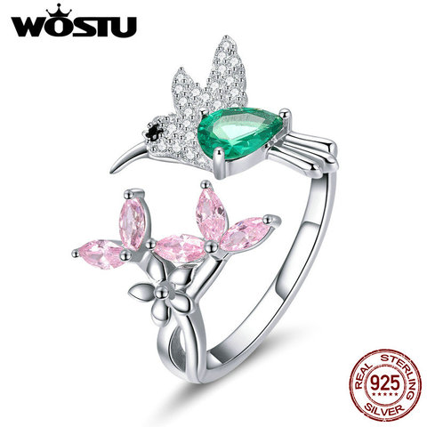 WOSTU-100% Plata de Ley 925 de anillo de colibrí para mujer, regalo Original de alta calidad, joyería, CTR016 ► Foto 1/6