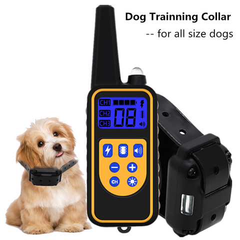 Collar de entrenamiento eléctrico para perros, collarín LCD para perro, impermeable, recargable, mascota de Control remoto, para todos los tamaños, choque, vibración, sonido, 50% de descuento ► Foto 1/6