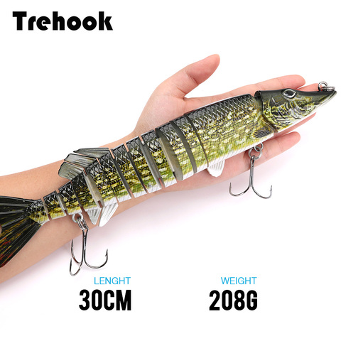 TREHOOK 30cm 208g Super gran Pike Wobblers señuelo de pesca salvaje accesorios de pesca de aparejos de pesca de mar señuelo bajo cebo duro ► Foto 1/6