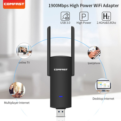 Adaptador Wifi USB 3,0 de 1900Mbps, banda Dual, 5GHz, 2,4 Ghz, 802.11AC, RTL8814AU, adaptador de antena, tarjeta de red para ordenador portátil y Escritorio ► Foto 1/6